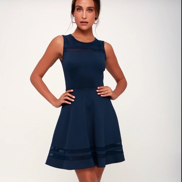 Lulus Dresses & Skirts - Lulus Navy Homecoming Dress sleeveless Fit and Flare